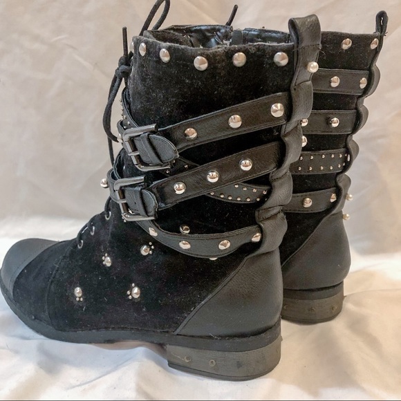 Black Studded Combat Boots - Picture 7 of 9